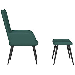 Avis vidaXL Chaise de relaxation avec tabouret Vert foncé Velours