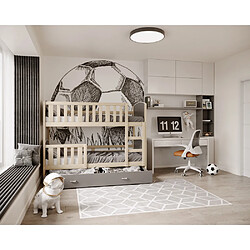 Kids Literie Lit Superposé Tomy 90x190 Pin - gris Livré avec sommiers, tiroir et matelas en mousse de 7cm