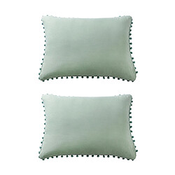 2 Pcs de couleur unie pure canapé lit Throw oreiller couverture 51x66cm vert clair pas cher