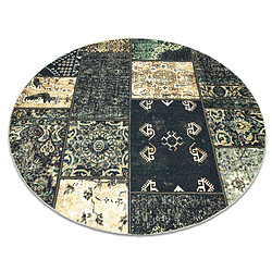 RUGSX Tapis ANTIKA ancient olive cercle, patchwork moderne, lavable grec - verte cercle 160 cm