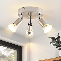 Avis NETTLIFE 3 spots de plafond GU10 orientables à 350° en métal nickel rond, lampe moderne pour salon chambre cuisine salle à manger, max 3x25W