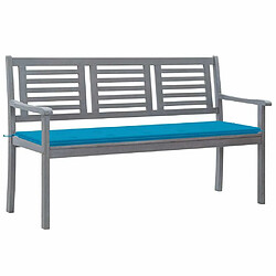 Maison Chic Banc de jardin | Chaise de jardin 3 places avec coussin 150 cm Gris Eucalyptus -GKD43478