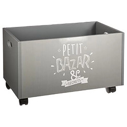 Pegane Coffre de rangement à roulettes Gris en Mdf - Dim : L48x l30 x H28 cm