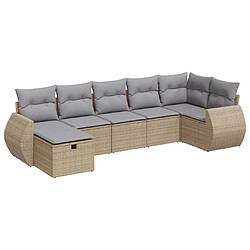 vidaXL Salon de jardin avec coussins 7 pcs beige résine tressée