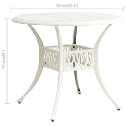 vidaXL Table de jardin Blanc 90x90x74 cm Aluminium coulé pas cher