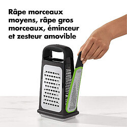 Acheter OXO Good Grips Râpe quatre faces avec zesteur et récupérateur amovibles ? Râpe pour la cuisine en acier inoxydable -Noir - Vert