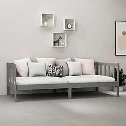 Avis Maison Chic Lit de jour avec matelas, Lit de repos Lit d'invité pour Salon Chambre,Canapé-lit 90x200 cm Gris Bois de pin massif -MN13196