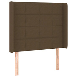 Avis Maison Chic Tête de lit scandinave à LED,meuble de chambre Marron foncé 93x16x118/128 cm Tissu -MN37429