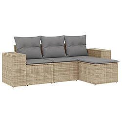 Maison Chic Salon de jardin avec coussins 4 pcs | Ensemble de Table et chaises | Mobilier d'Extérieur beige résine tressée -GKD48903