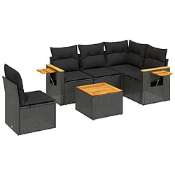 Maison Chic Ensemble Tables et chaises d'extérieur 6pcs avec coussins,Salon de jardin noir résine tressée -GKD222570