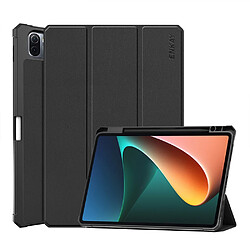 Enkay Etui en PU anti-chute, avec support à trois volets et porte-stylo noir pour votre Xiaomi Pad 5/5 Pro