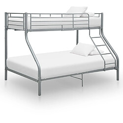 vidaXL Cadre de lit superposé sans matelas gris 140x200 cm/90x200 cm