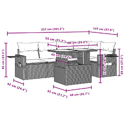 vidaXL Salon de jardin avec coussins 6 pcs marron résine tressée pas cher