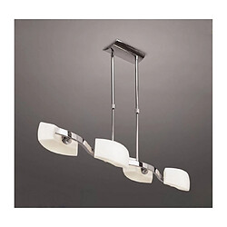 Luminaire Center Suspension Lupa télescopique Bar 4 Ampoules G9, chrome poli/verre blanc dépoli