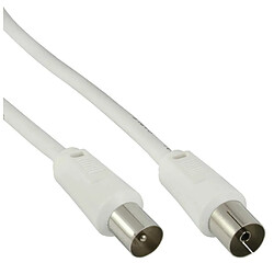 Câble d'antenne InLine® 2x blindé ultra faible perte 75dB blanc 1 m