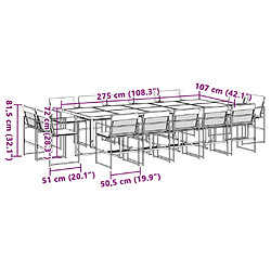 vidaXL Ensemble à manger de jardin avec coussins 15pcs blanc textilène pas cher