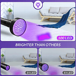 Acheter BESTA Lampe torche à lumière noire UV avec 100 LED, lampe à main ultraviolette, détecteurs d'urine pour animaux de compagnie pour faux billets de banque, chiens, tapis