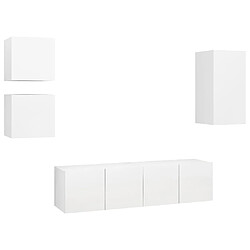 vidaXL Ensemble de meubles TV 5 pcs Blanc Bois d'ingénierie