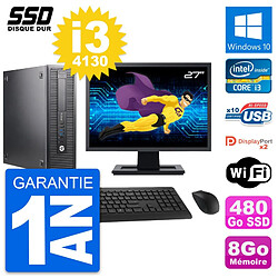 PC HP ProDesk 600 G1 SFF Ecran 27" i3-4130 RAM 8Go SSD 480Go Windows 10 Wifi - Occasion