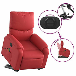 Maison Chic Fauteuil Relax pour salon, Fauteuil inclinable de massage Rouge Similicuir -GKD96906 pas cher