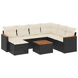 Maison Chic Ensemble Tables et chaises d'extérieur 8 pcs avec coussins,Salon de jardin noir résine tressée -GKD735947