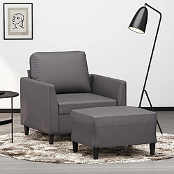 vidaXL Fauteuil avec repose-pied Gris 60 cm Similicuir