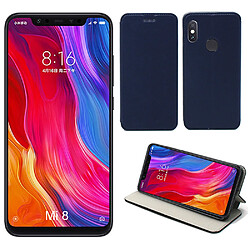 Xeptio Etui luxe Xiaomi Mi 8 bleu Slim Style Cuir avec stand - Housse coque anti choc de protection pour Xiaomi Mi8 smartphone 2018 - Accessoires pochette case