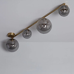 Ledkia Plafonnier Métal et Verre Moonlight Brass 4 Spots Gris Fumée