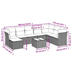 Avis Maison Chic Salon de jardin 9 pcs avec coussins | Ensemble de Table et chaises | Mobilier d'Extérieur gris résine tressée -GKD72524