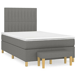 Maison Chic Lit adulte- Lit + matelas,Sommier à lattes de lit avec matelas gris foncé 120x190cm tissu -GKD14345