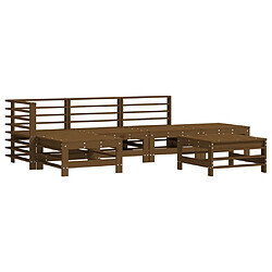 Avis Maison Chic Salon de jardin 6 pcs + coussins - Mobilier/Meubles de jardin - Table et chaises d'extérieur marron miel bois massif -MN42226