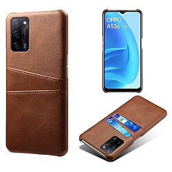 Coque en TPU + PU Enduit antichoc rigide avec porte-carte marron pour votre Oppo A55 5G/A53s 5G