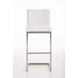 Decoshop26 Tabouret de bar x1 design moderne support en acier inoxydable assise en tissu blanc 10_0005321