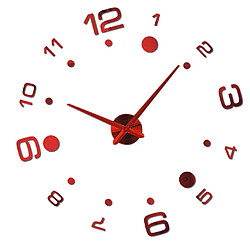 Acheter moderne diy grande horloge murale grande montre 3d miroir quartz analogique horloge rouge