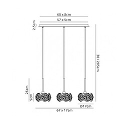 Luminaire Center Suspension 3 ampoules Chrome poli