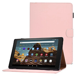 Etui en PU magnétique avec support et porte-cartes pour votre Amazon Fire HD 10 (2015)/(2017)/(2019) - rose