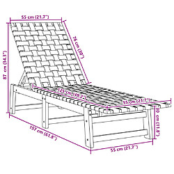 vidaXL Chaises longues bleu foncé bois d'acacia solide et tissu pas cher