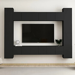 vidaXL Ensemble de meubles TV 10 pcs Noir Bois d'ingénierie