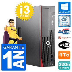 PC Fujitsu Esprimo D556 DT Intel i3-6100 RAM 32Go Disque Dur 1To Windows 10 Wifi - Occasion