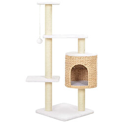 Helloshop26 Arbre à chat griffoir grattoir niche jouet animaux peluché en sisal herbiers marins beige 3702267