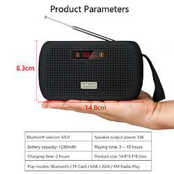 Universal Haut-parleur Bluetooth Haut-parleur portable sans fil Radio FM Mini-subwoofer Basses Support Carte TF AUX Lecteur USB Colonne Musique Téléphone mobile | Haut-parleur portable (noir)