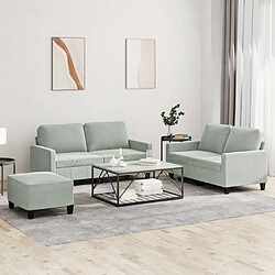 Maison Chic Ensemble de canapés 3 pcs avec coussins, Canapé droit Sofa pour Salon Gris clair Velours -GKD902094