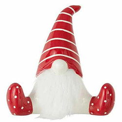 Paris Prix Statuette Déco Père Noël Assis 19cm Rouge & Blanc