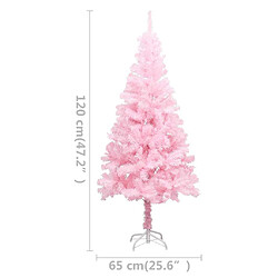 vidaXL Arbre de Noël artificiel pré-éclairé et boules rose 120 cm PVC pas cher