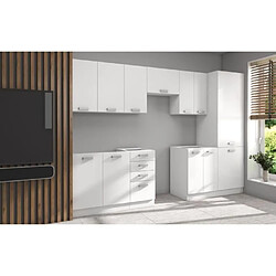 Avis ATLAS Cuisine complete 8 éléments - Décor blanc - L300 x H52 x H82 cm - Plan de travail non inclus