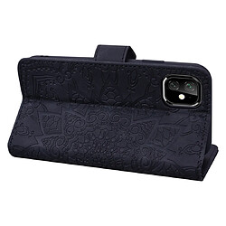 Acheter Wewoo Coque Étui en cuir gaufré à double rabattement avec motif pour mollet et emplacements cartes de crédit iPhone 11 6.1 pouces Noir