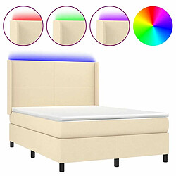 Maison Chic Lit adulte- Lit + matelas + LED,Sommier à lattes de lit matelas et LED Crème 140x190 cm Tissu -GKD48780