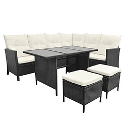 Avis vidaXL Salon de jardin 4 pcs avec coussins Résine tressée Noir