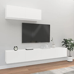 Maison Chic Ensemble de meubles TV 3 pcs | Banc TV Moderne pour salon | Meuble de Rangement - Blanc Bois d'ingénierie -MN45083