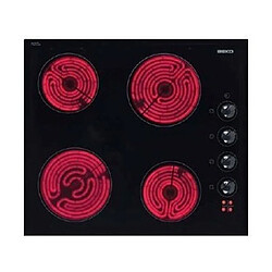 Table de cuisson vitrocéramique 58cm 4 feux 5800w noir - hic64100 - BEKO